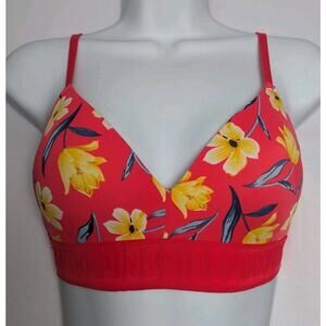 Pink Victorias Secret Wear Everywhere Wireless Lightly Lined Red Floral Bra 32C
